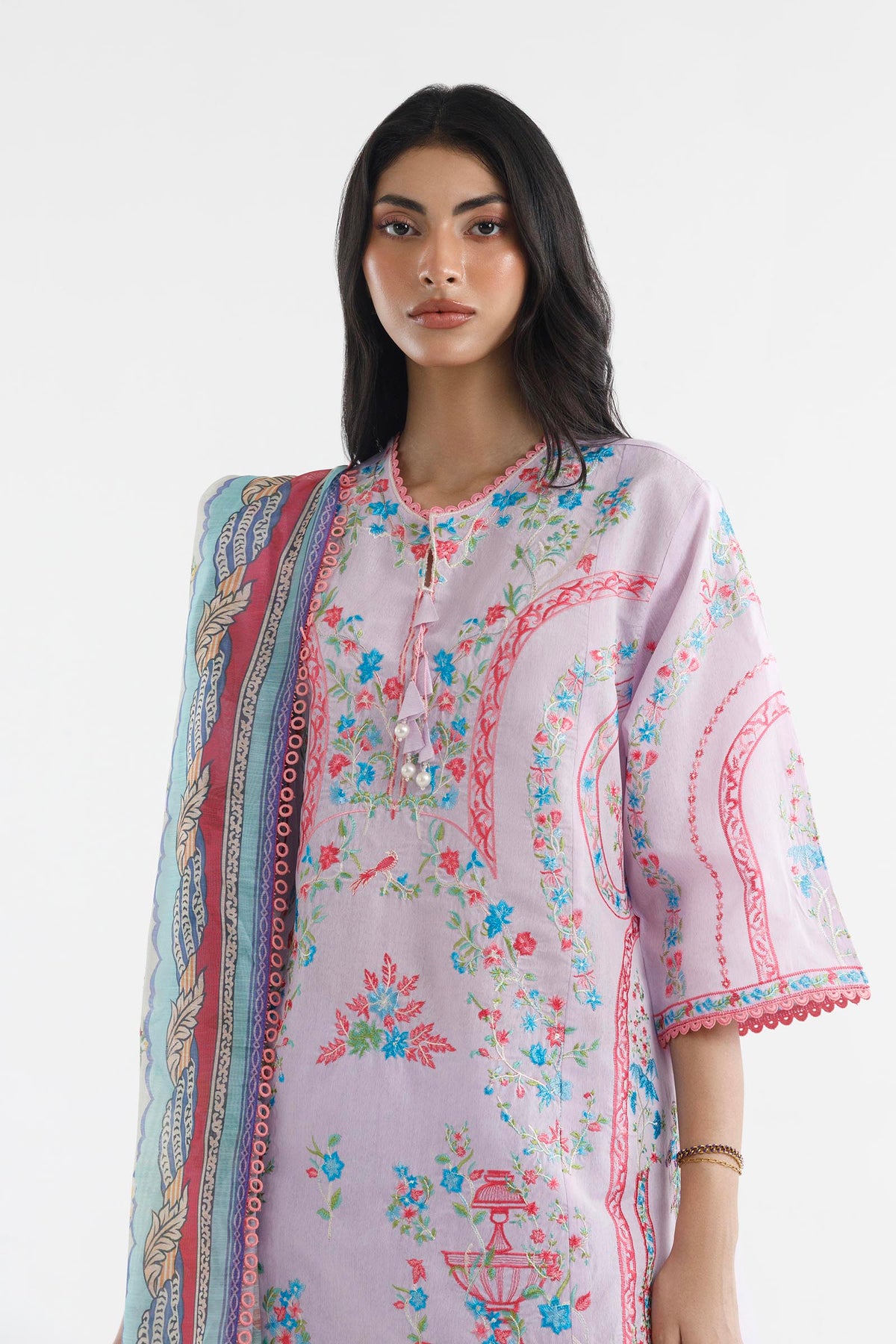 Stitched Embroidered Muzlin Lawn Suit