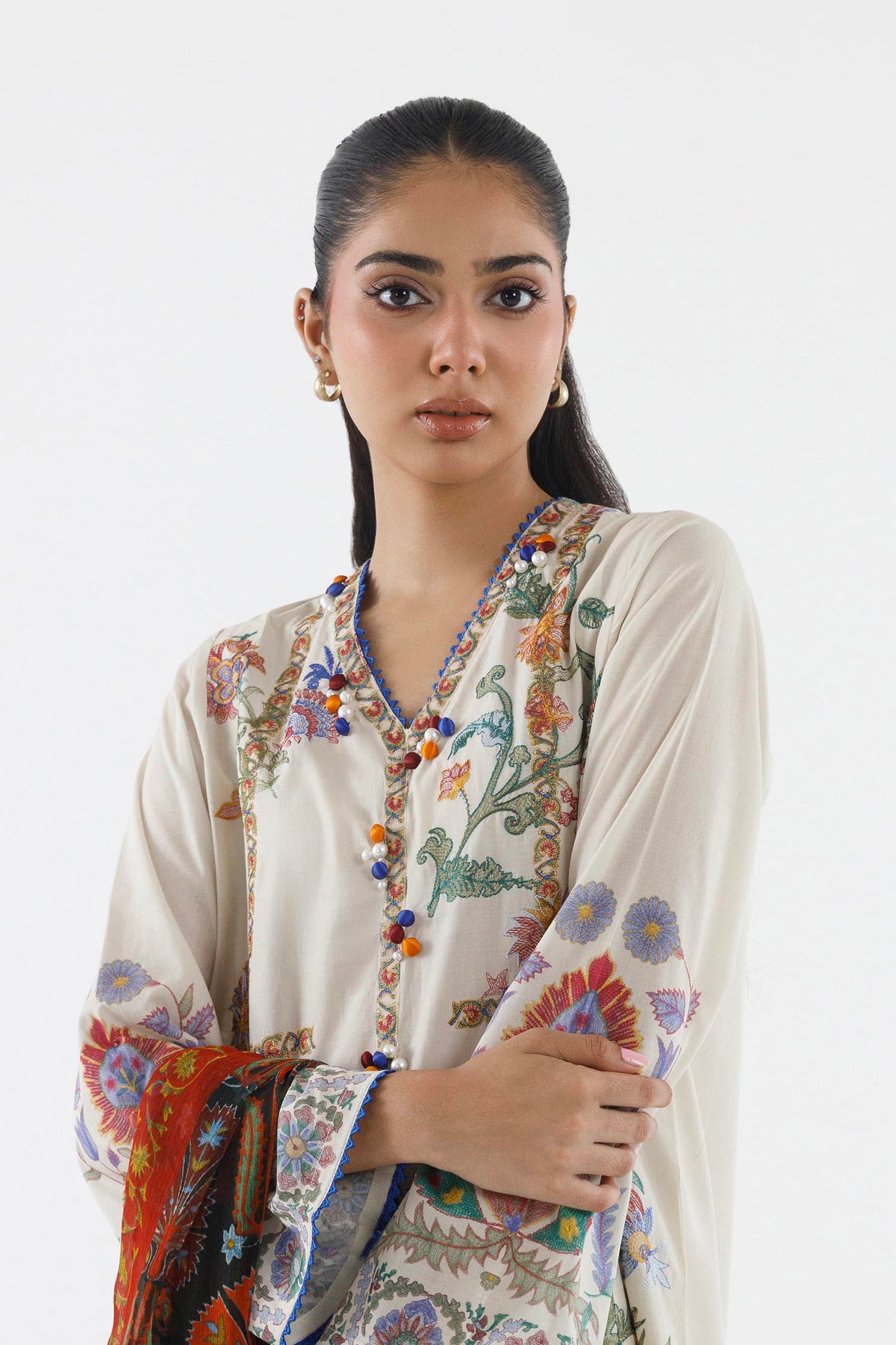 Stitched Embroidered Muzlin Lawn Suit