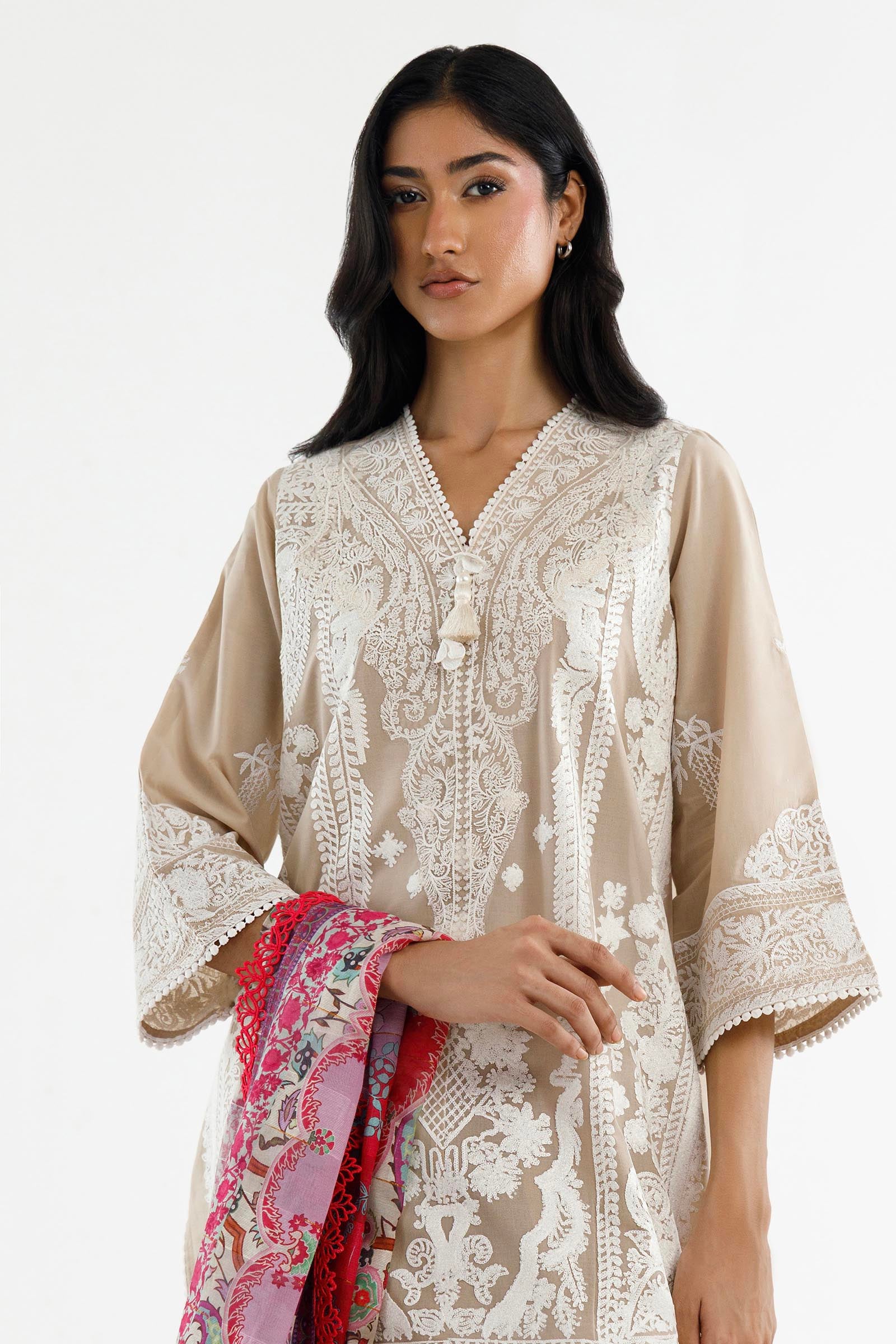 Stitched Embroidered Muzlin Lawn Suit Secondary image