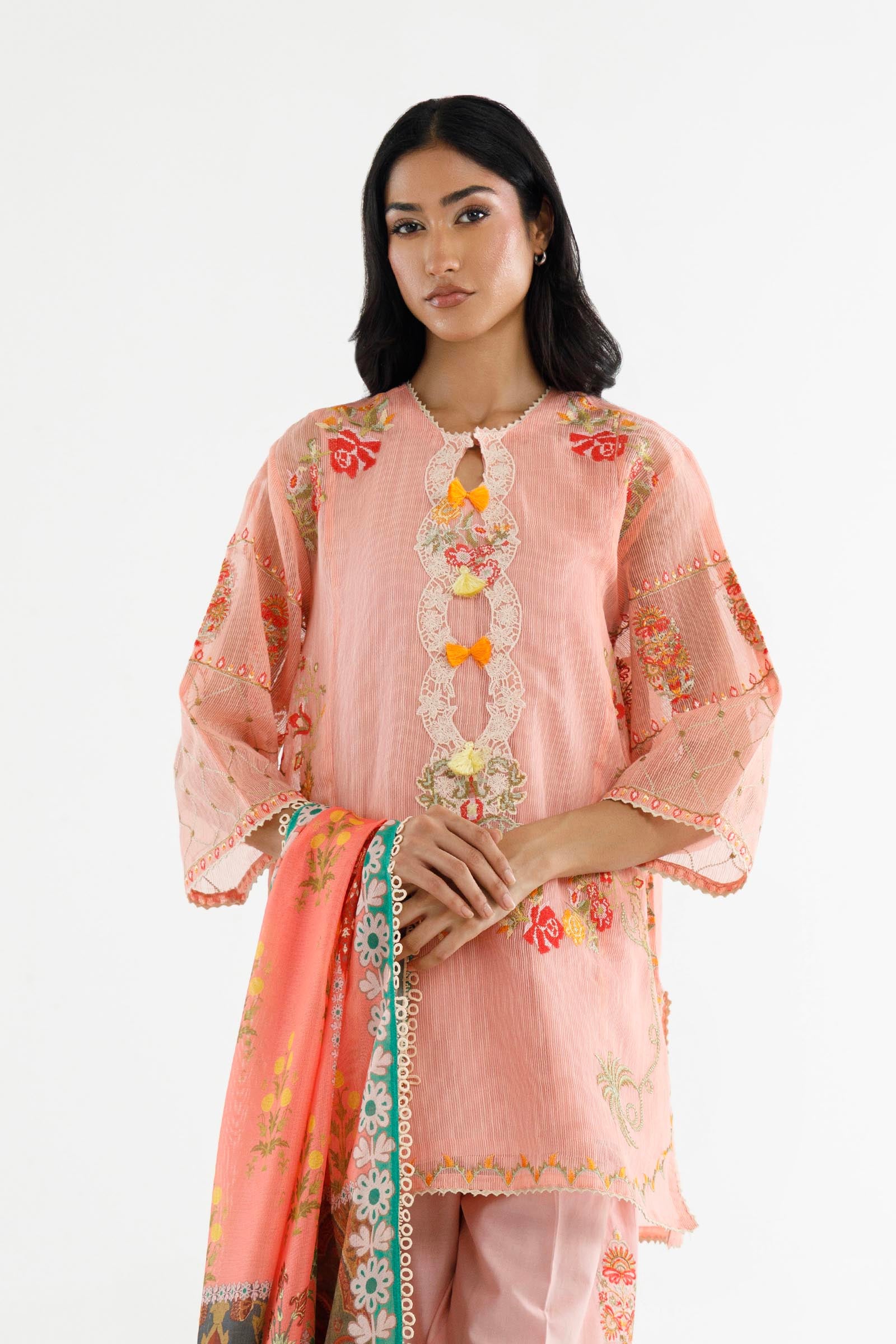 Stitched Embroidered Lawn Suit Secondary image