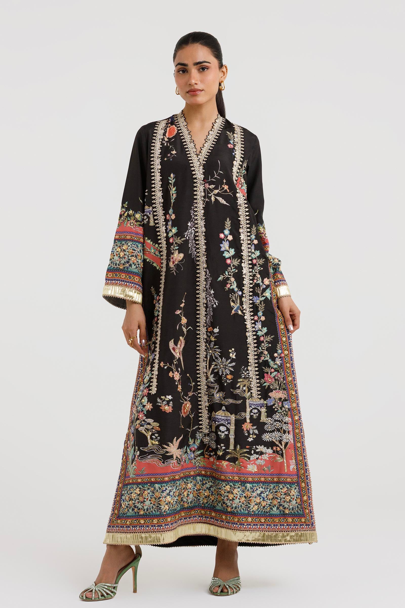 Stitched Embroidered Raw Silk Shirt
