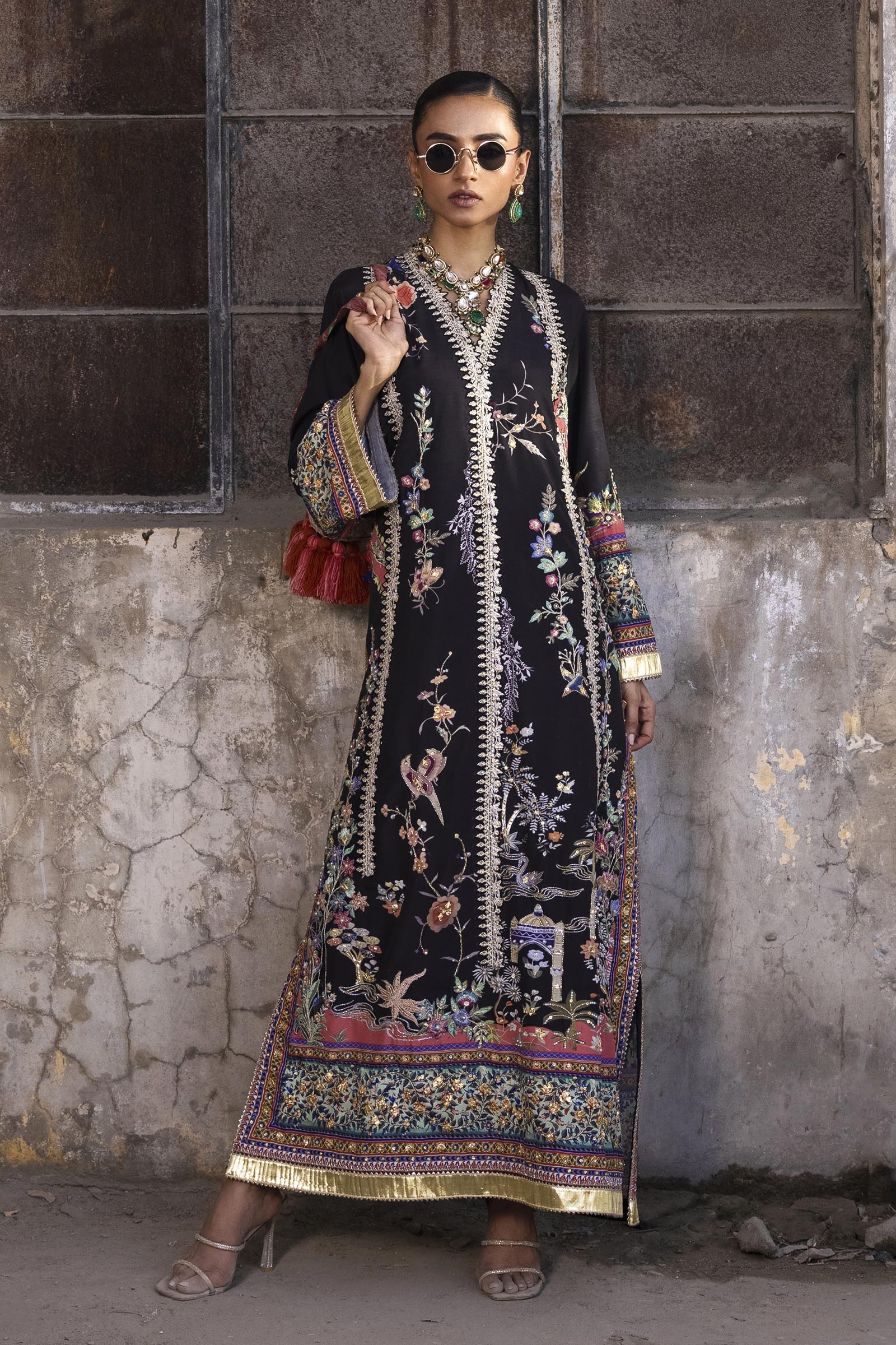 Stitched Embroidered Raw Silk Shirt