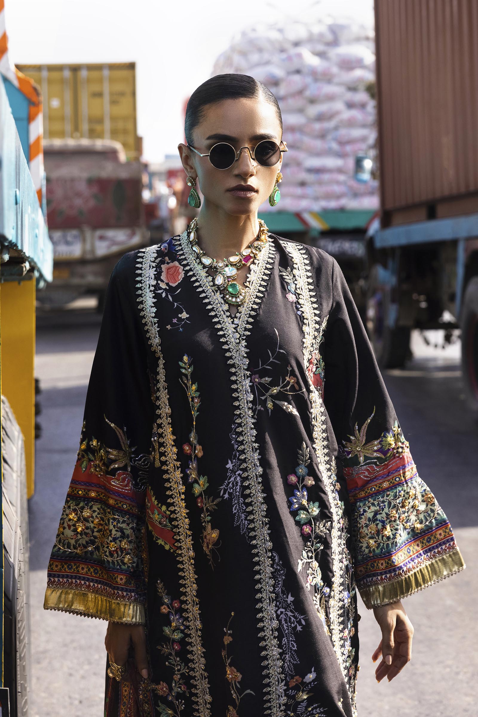 Stitched Embroidered Raw Silk Shirt