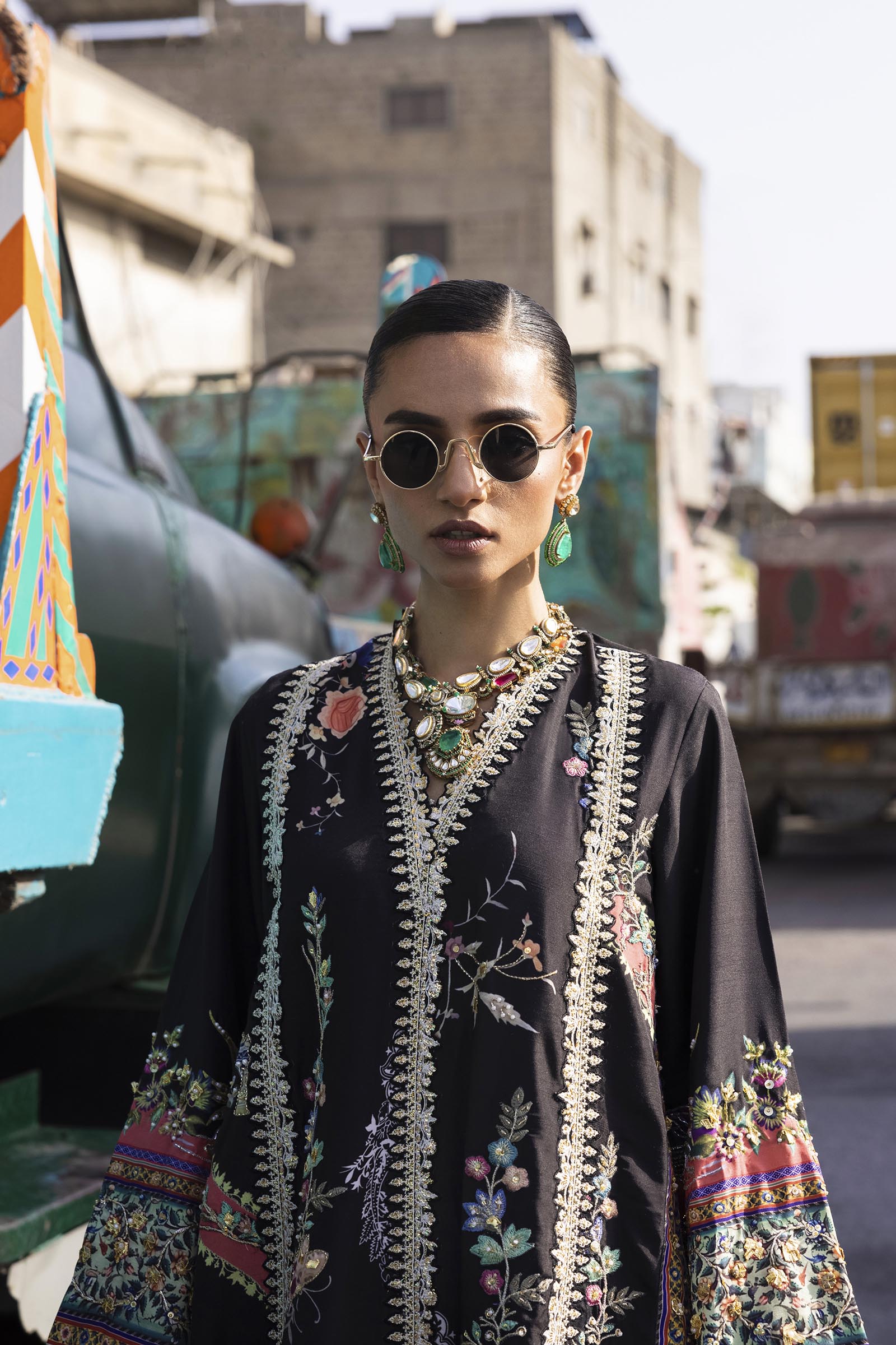 Stitched Embroidered Raw Silk Shirt