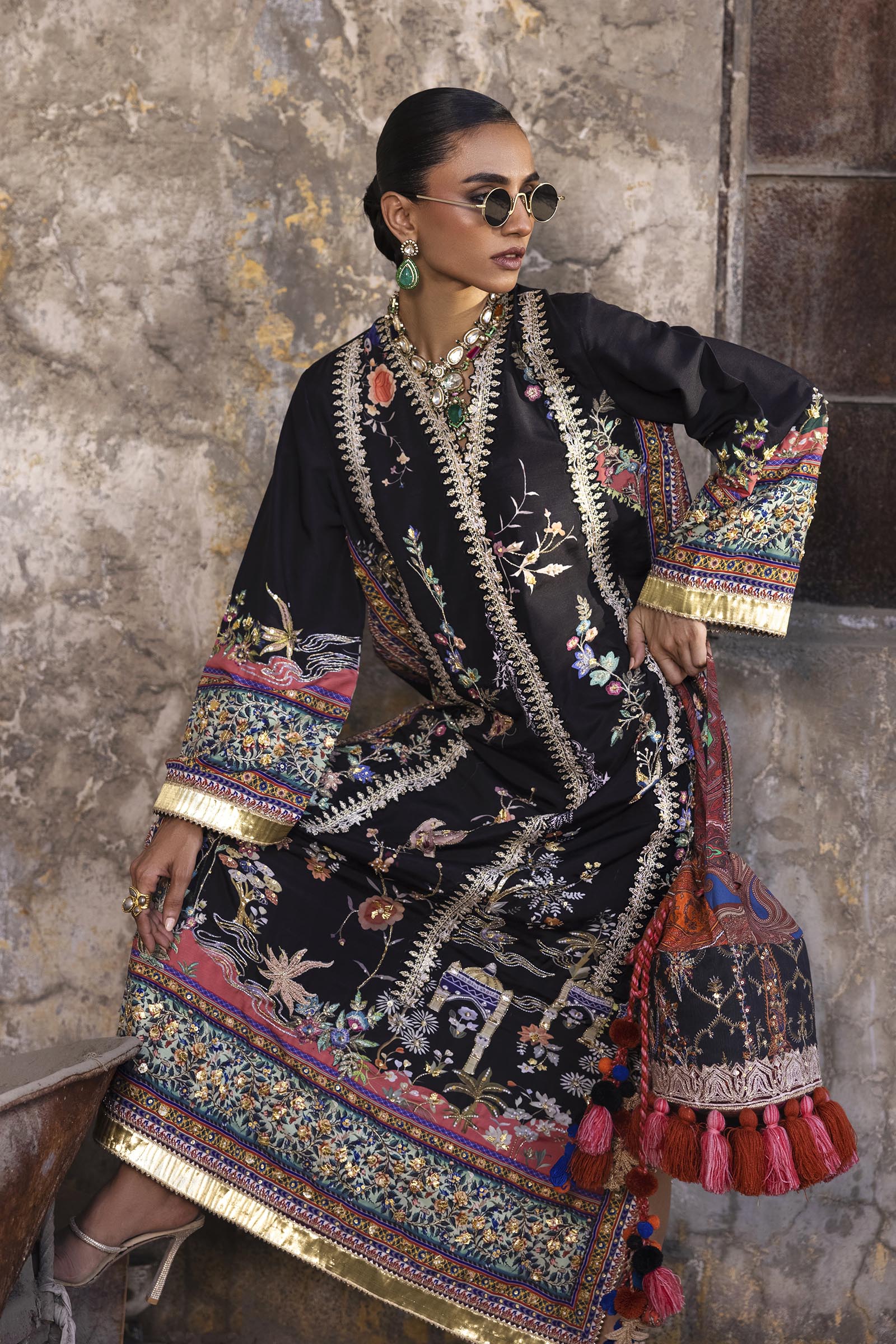 Stitched Embroidered Raw Silk Shirt
