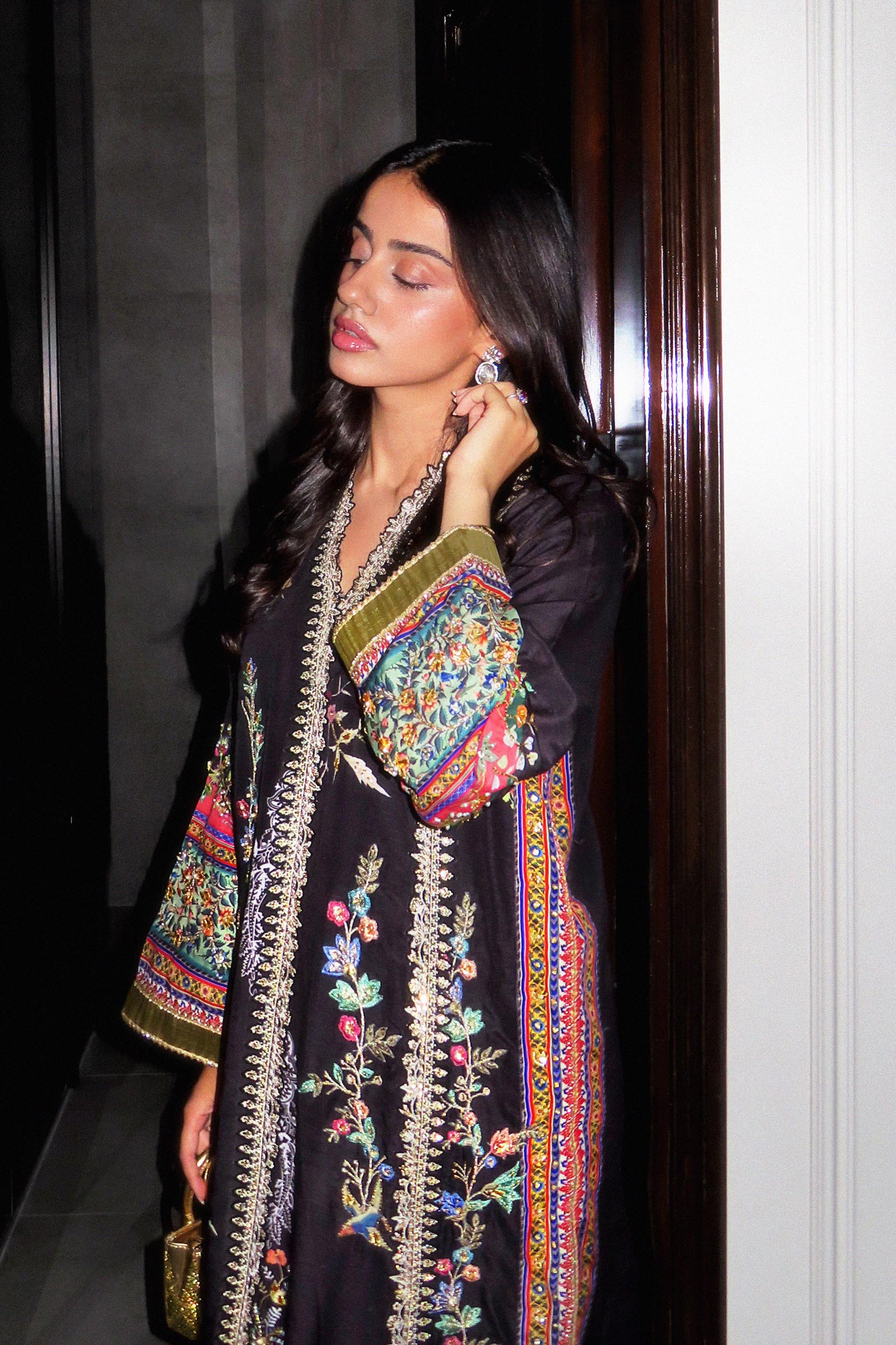Stitched Embroidered Raw Silk Shirt