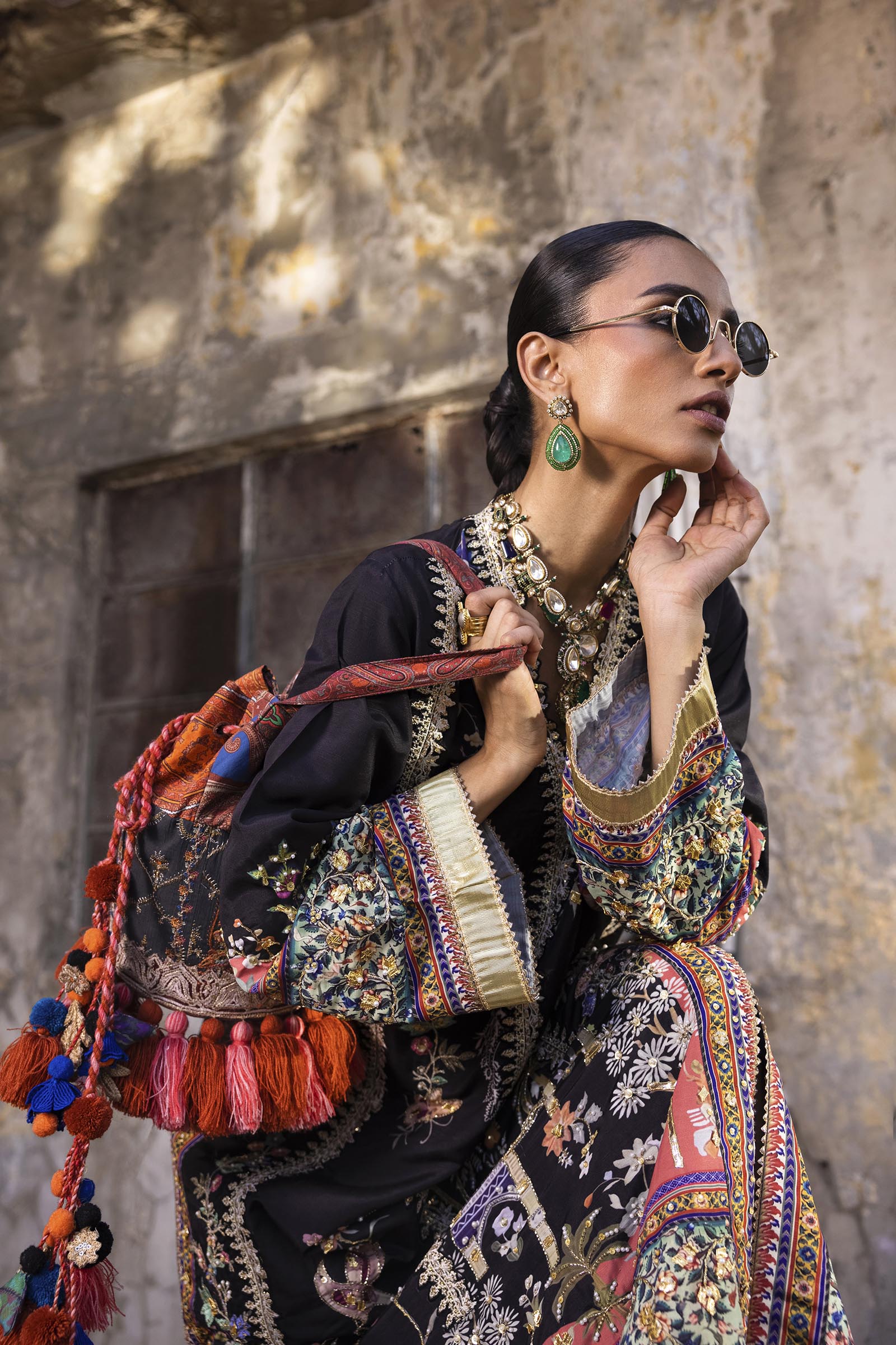 Stitched Embroidered Raw Silk Shirt