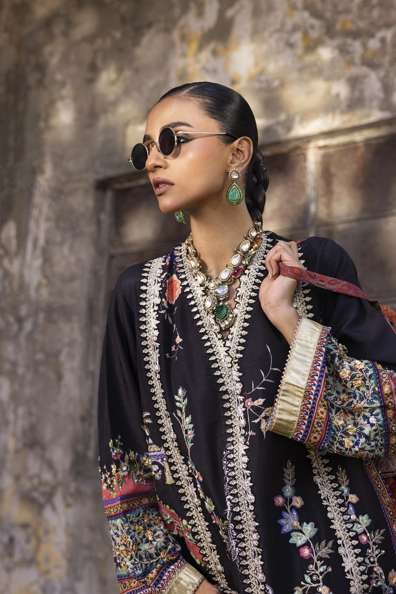 Stitched Embroidered Raw Silk Shirt