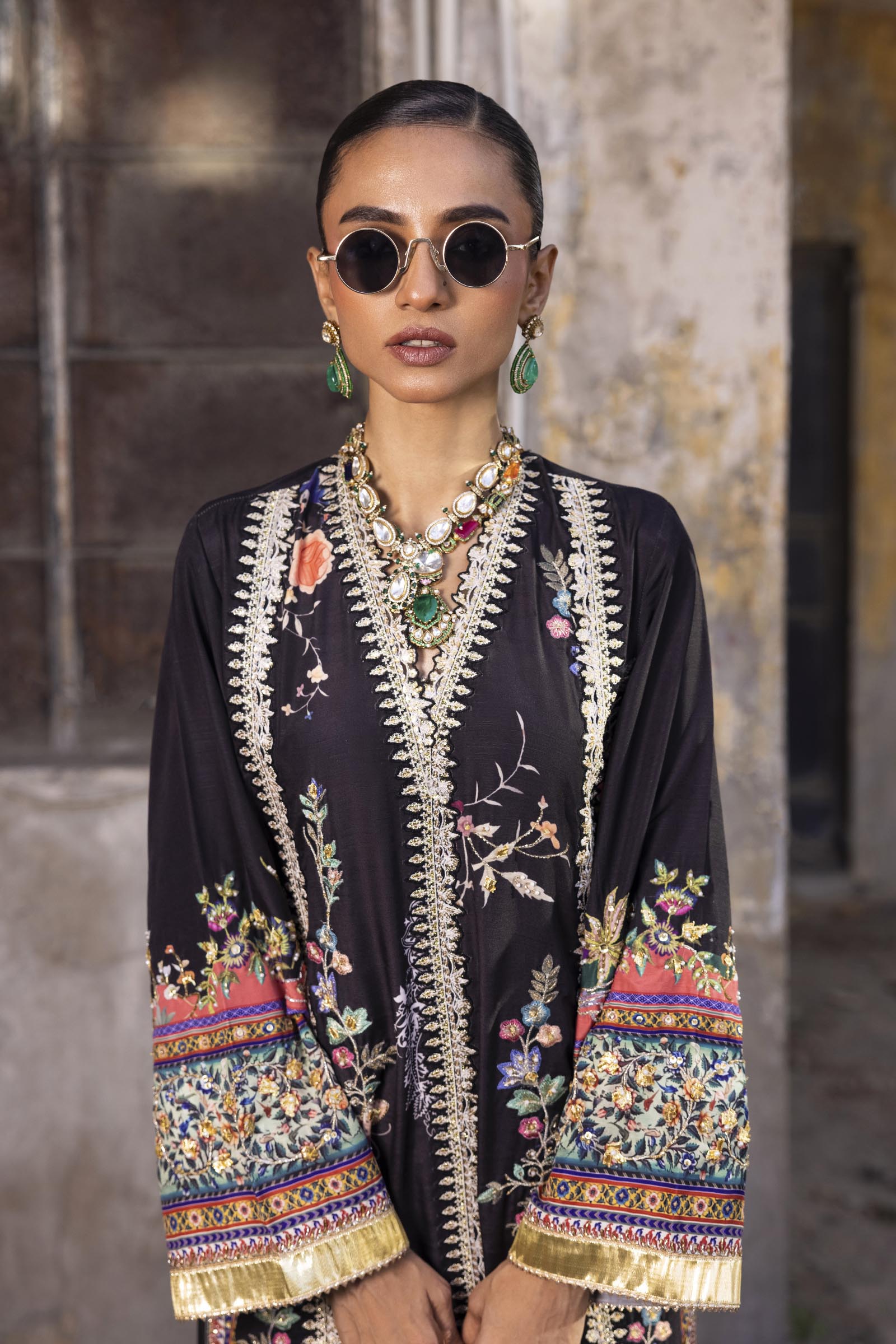 Stitched Embroidered Raw Silk Shirt
