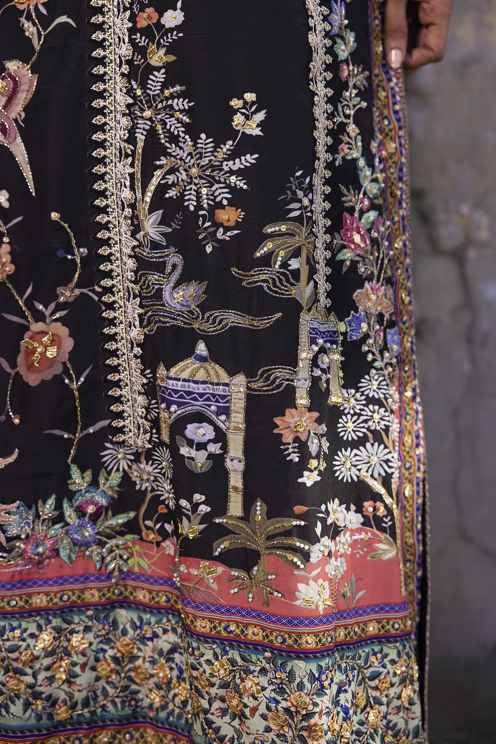Stitched Embroidered Raw Silk Shirt