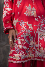 Stitched Embroidered Raw Silk Shirt+ Shalwar