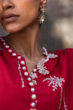 Stitched Embroidered Raw Silk Shirt+ Shalwar