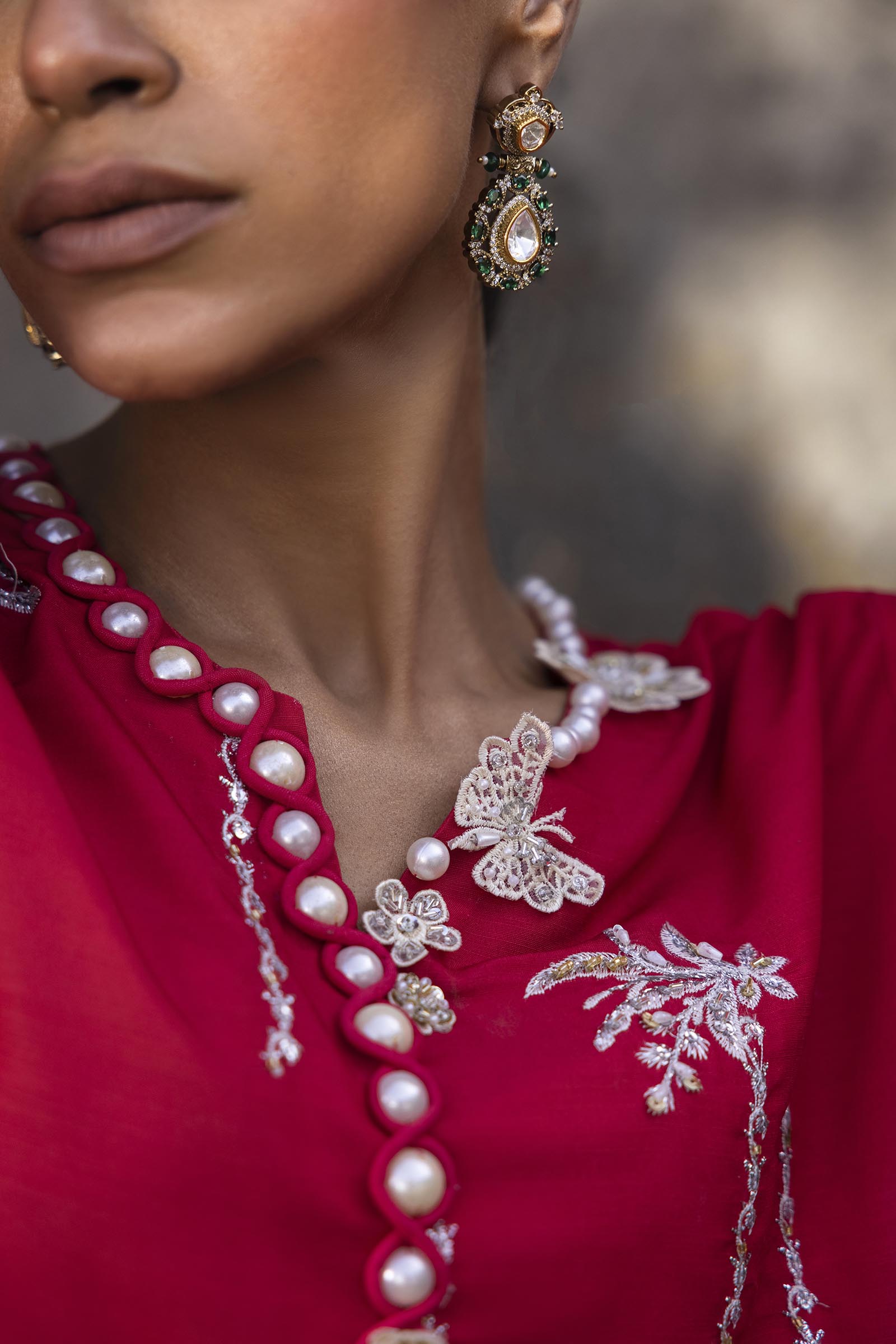 Stitched Embroidered Raw Silk Shirt+ Shalwar