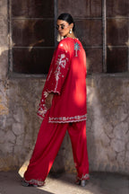 Stitched Embroidered Raw Silk Shirt+ Shalwar