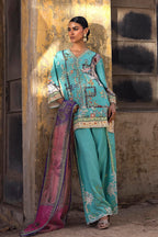 Stitched Printed Raw Silk Suit