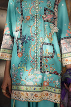 Stitched Printed Raw Silk Suit