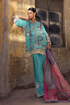 Stitched Printed Raw Silk Suit