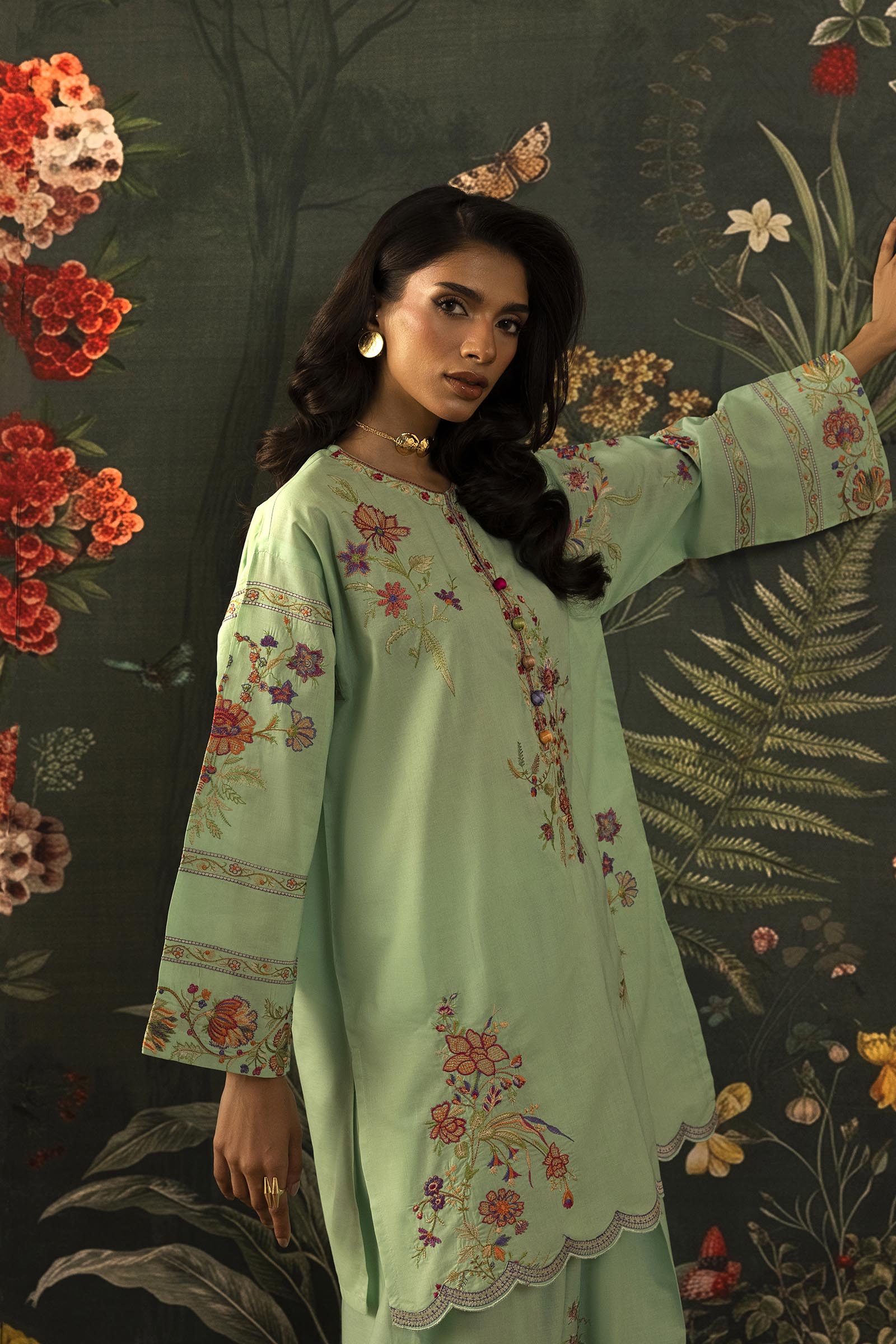 Stitched Embroidered Lawn Shirt + Shalwar Secondary image