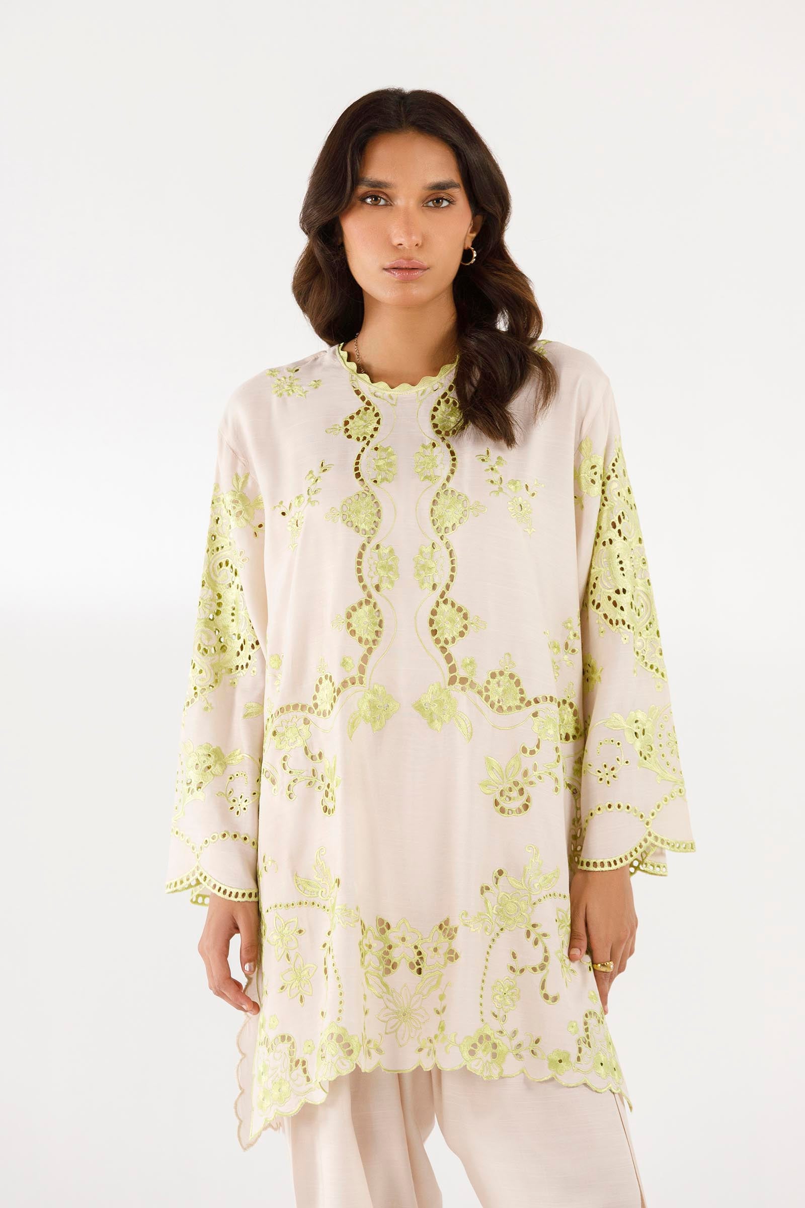 Stitched Embroidered Raw Silk Shirt + Shalwar Secondary image