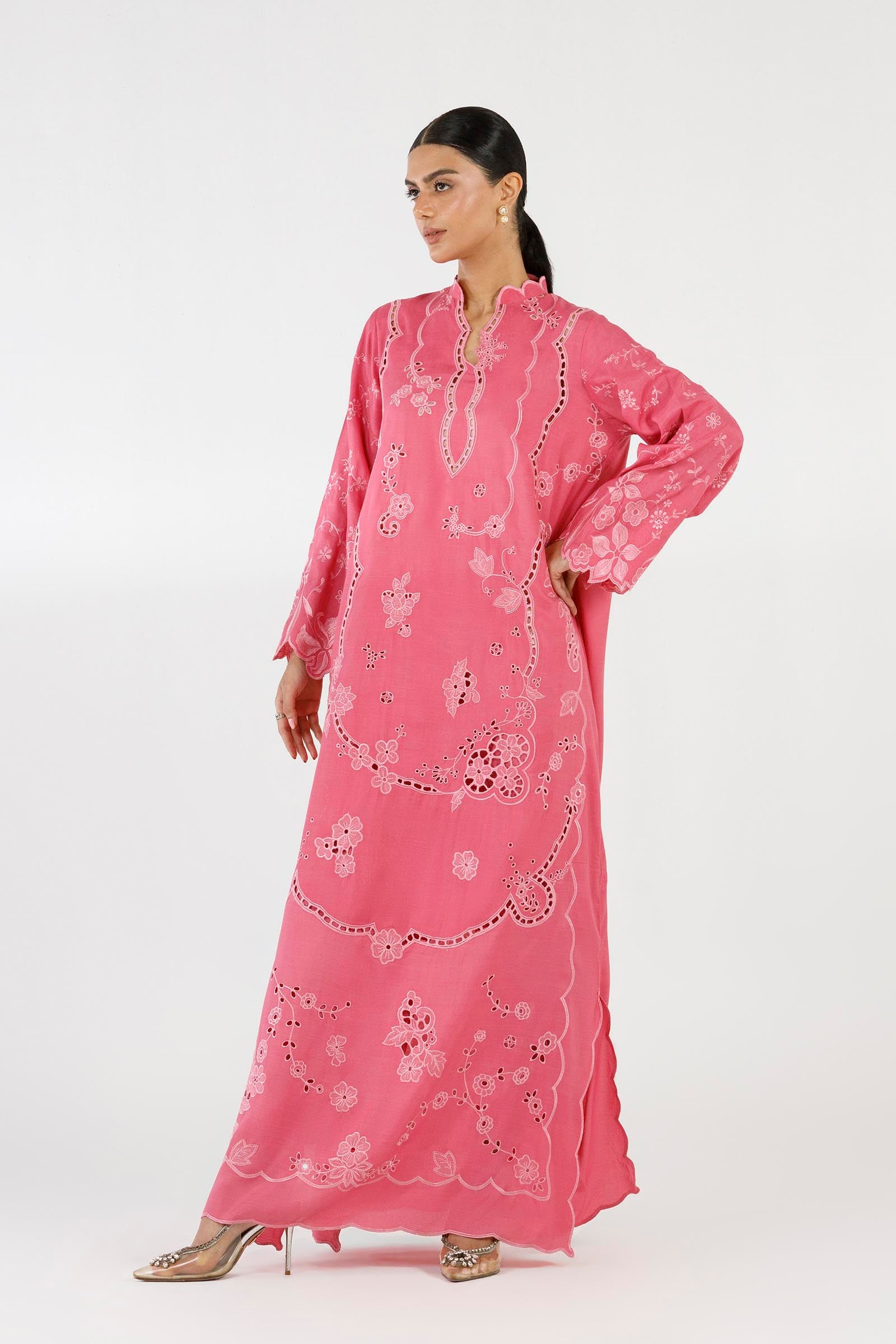 Stitched Embroidered Raw Silk Shirt+ Culotte Main image