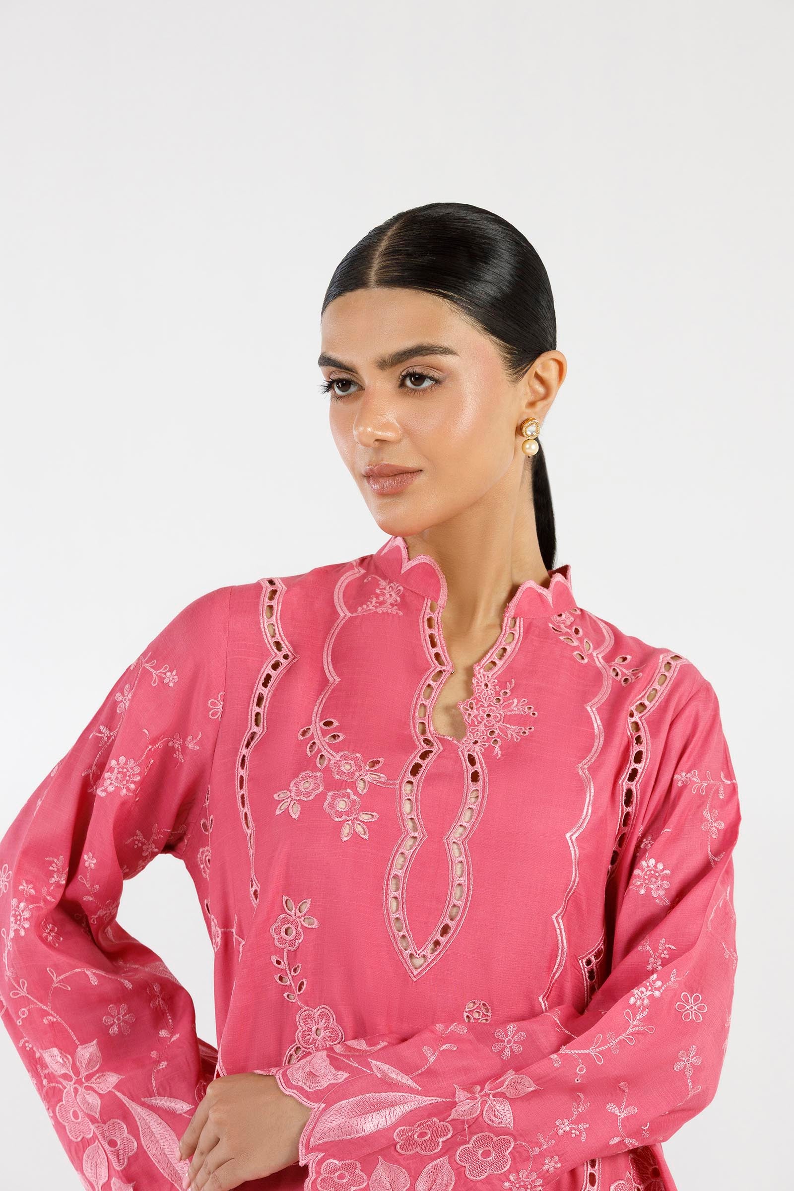Stitched Embroidered Raw Silk Shirt+ Culotte