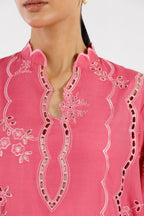 Stitched Embroidered Raw Silk Shirt+ Culotte