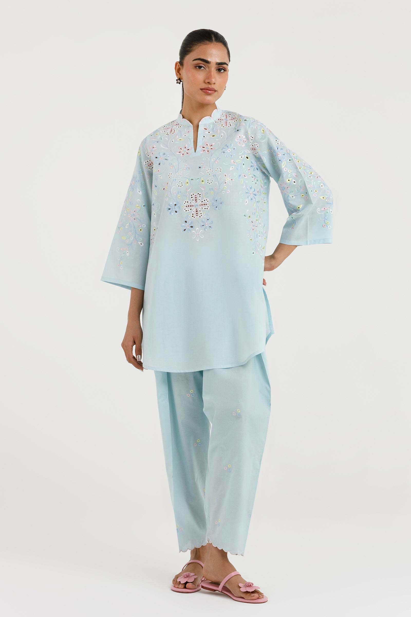 Stitched Embroidered Lawn Shirt+ Shalwar Main image