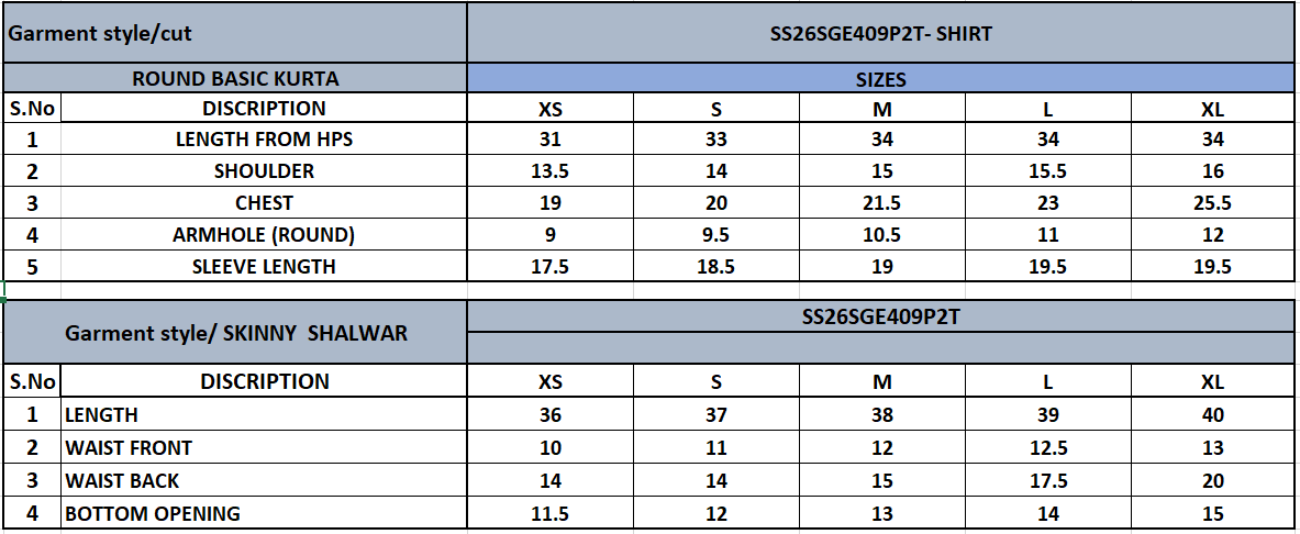 Size Chart