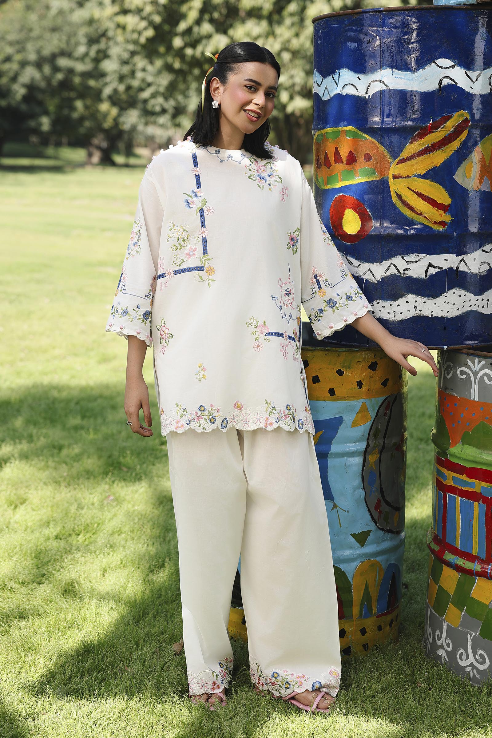 Stitched Embroidered Lawn Shirt+ Shalwar Main image
