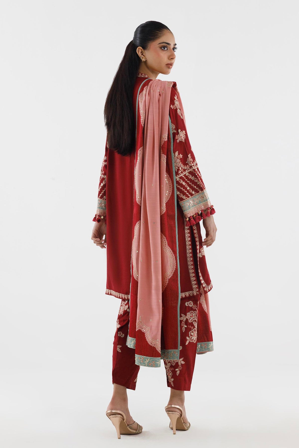 Stitched Embroidered Raw Silk Suit