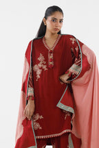 Stitched Embroidered Raw Silk Suit