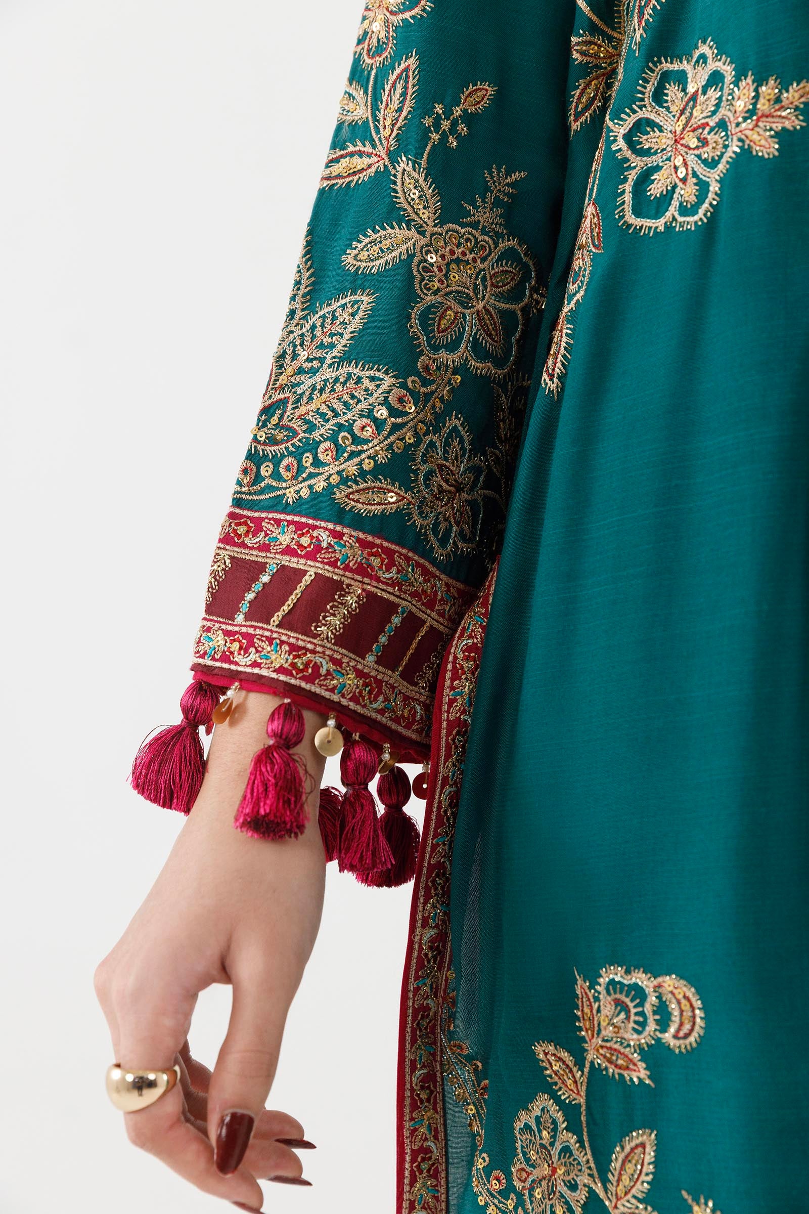 Stitched Embroidered Raw Silk Suit