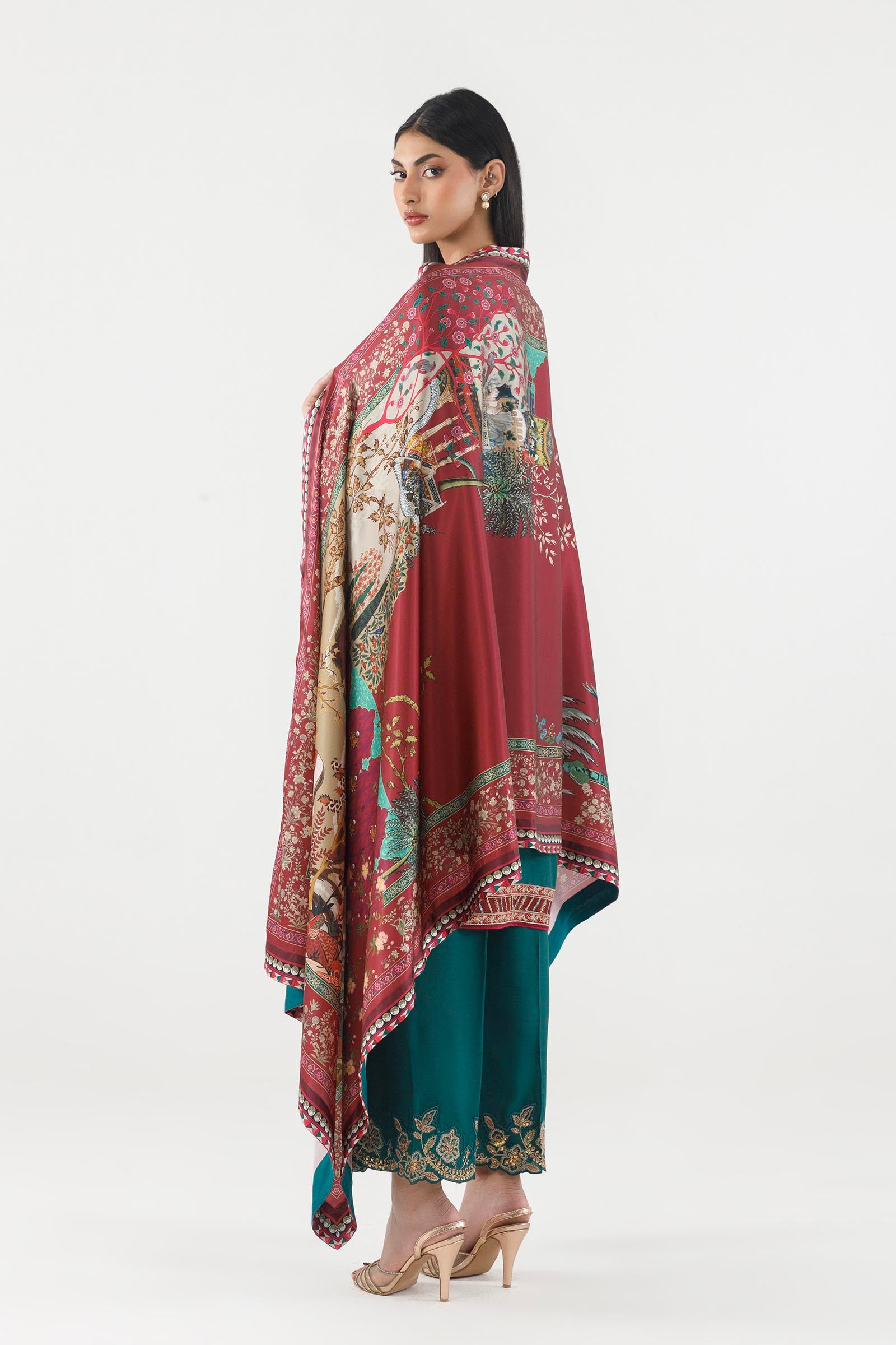 Stitched Embroidered Raw Silk Suit
