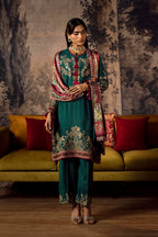 Stitched Embroidered Raw Silk Suit
