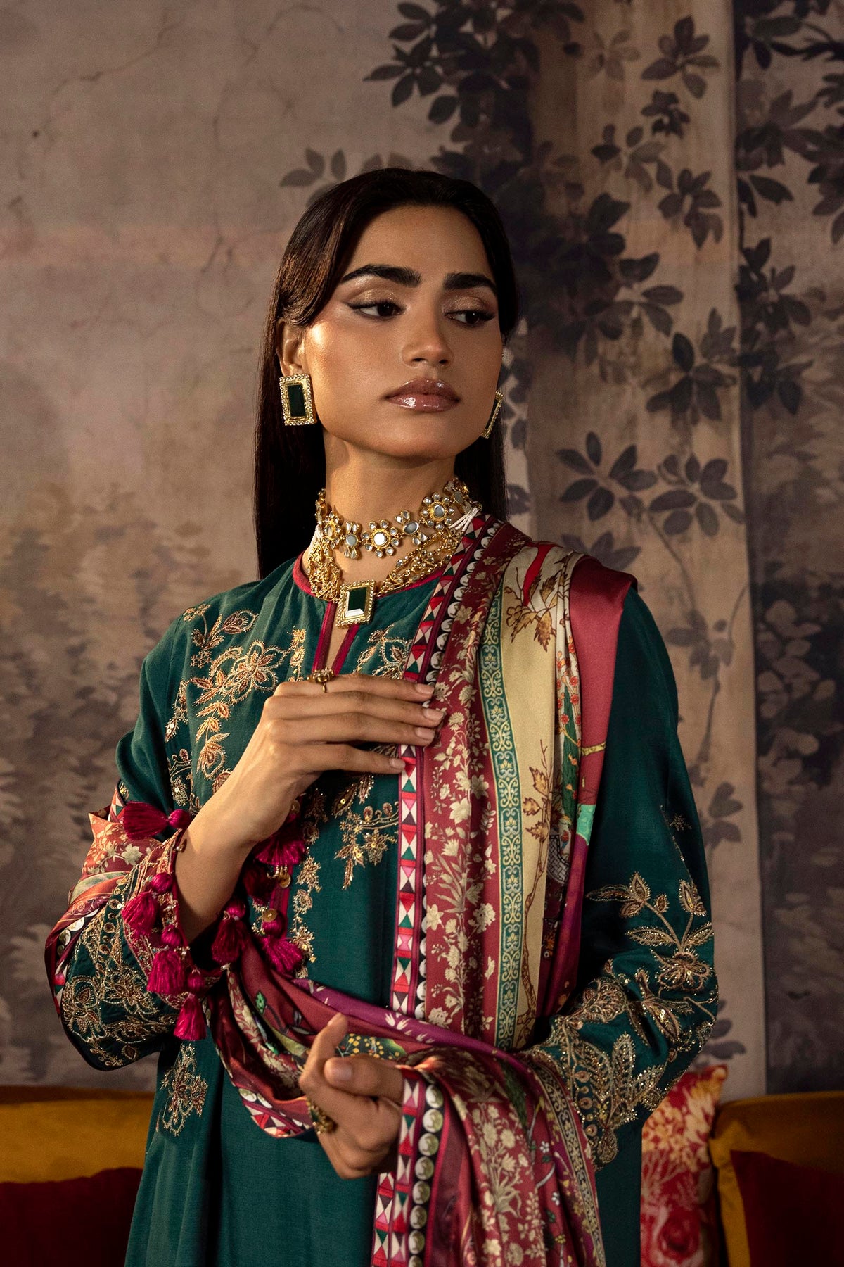 Stitched Embroidered Raw Silk Suit