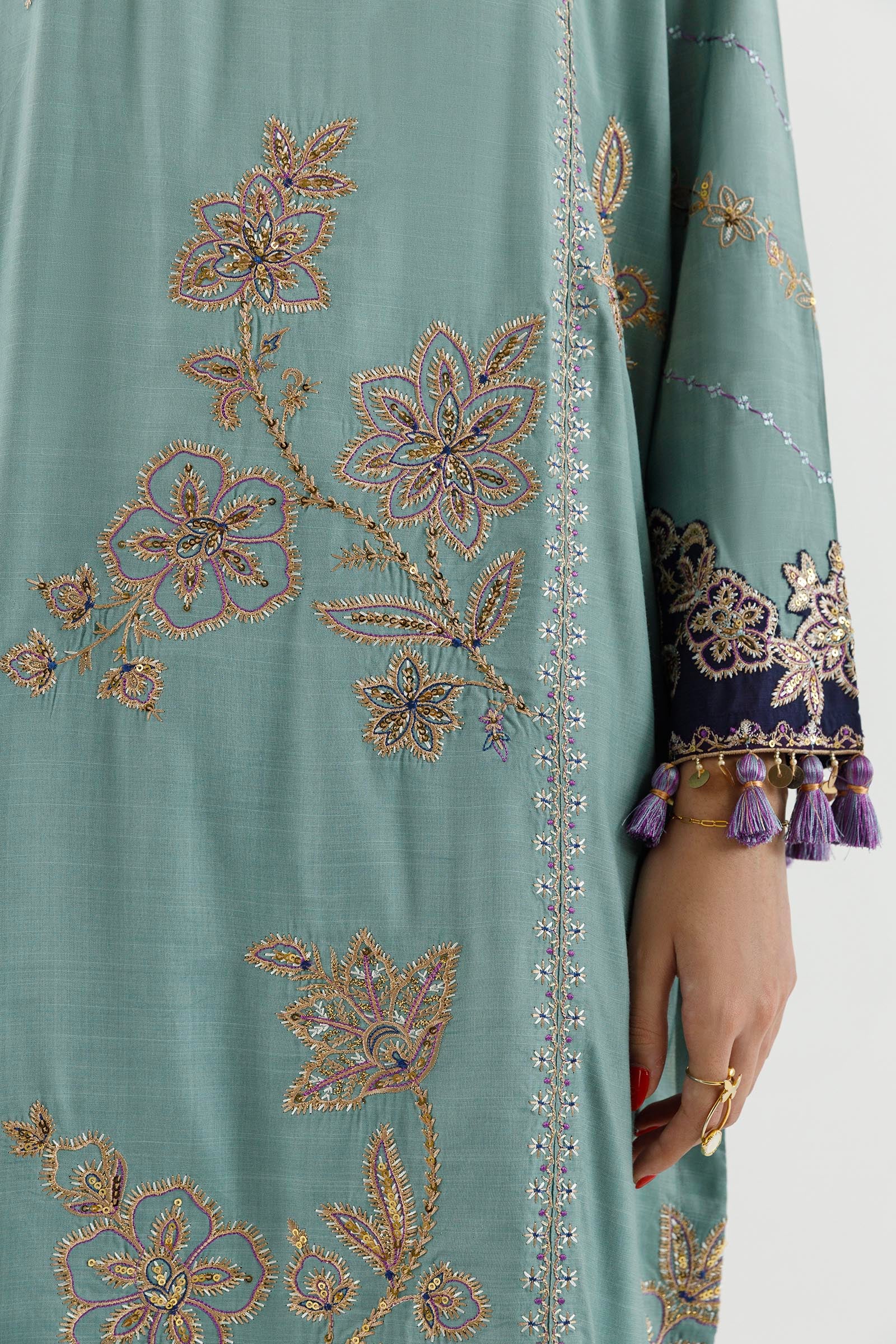 Stitched Embroidered Shirt+ Culotte