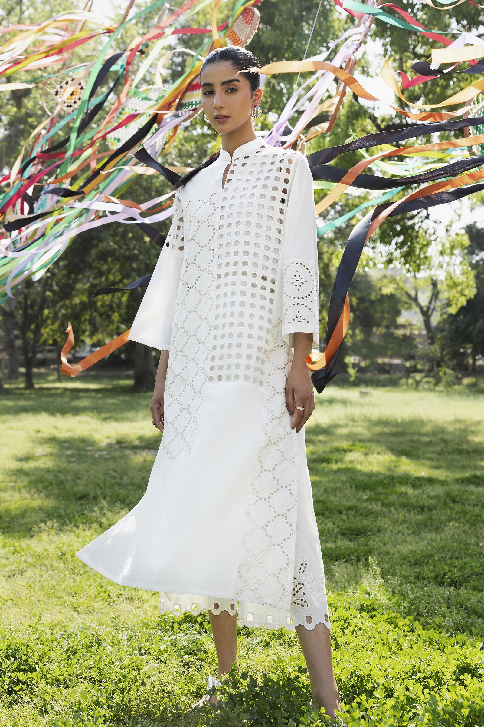 Stitched Embroidered Lawn Shirt+ Culotte Main image
