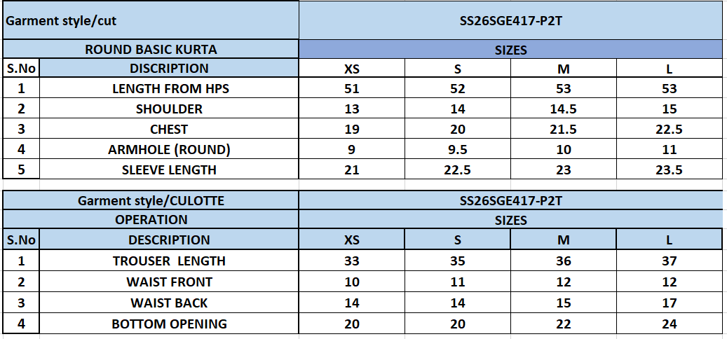 Size Chart
