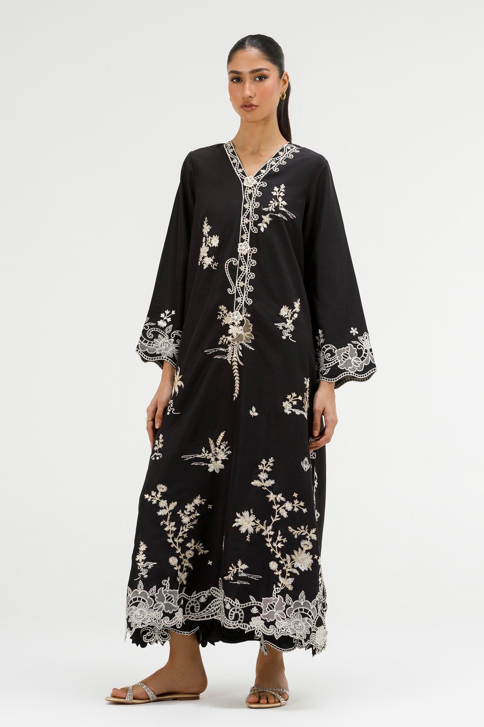 Stitched Embroidered Raw Silk Shirt+ Culotte Main image