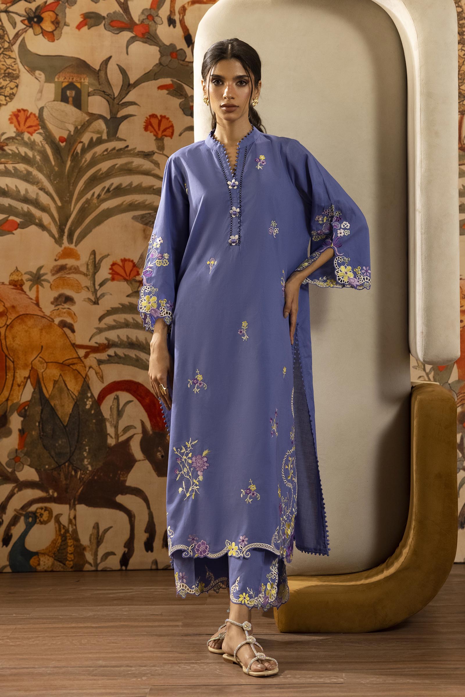 Stitched Embroidered Lawn Shirt + Culotte Main image
