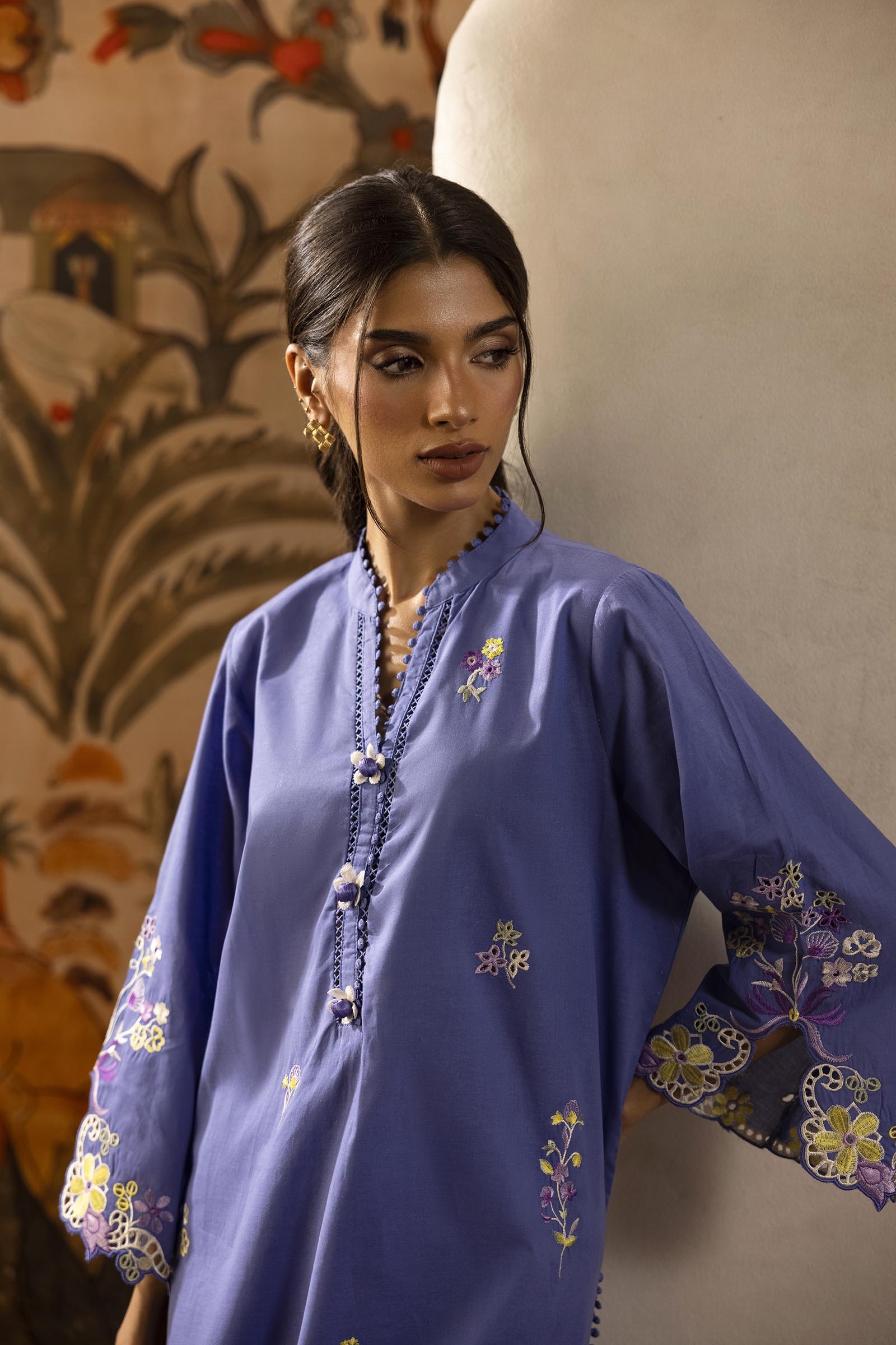 Stitched Embroidered Lawn Shirt + Culotte Secondary image