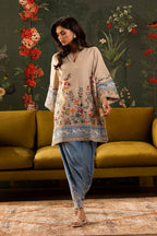Stitched Embroidered Raw Silk Shirt+ Shalwar