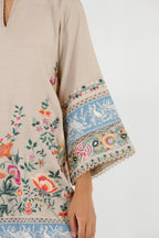 Stitched Embroidered Raw Silk Shirt+ Shalwar