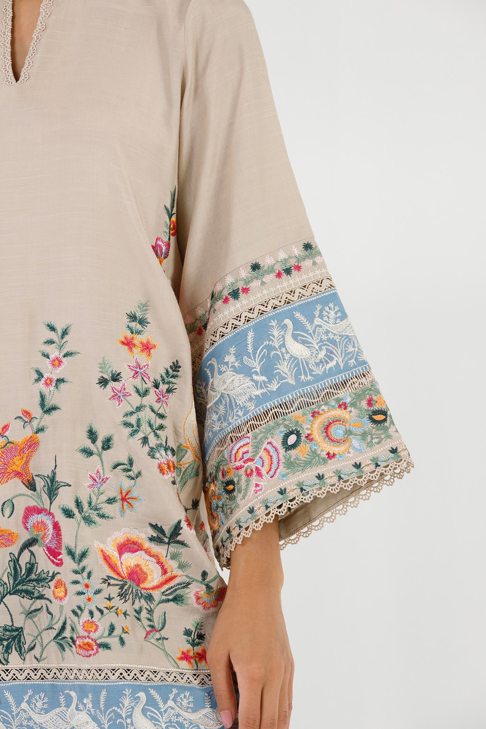 Stitched Embroidered Raw Silk Shirt+ Shalwar