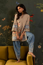 Stitched Embroidered Raw Silk Shirt+ Shalwar