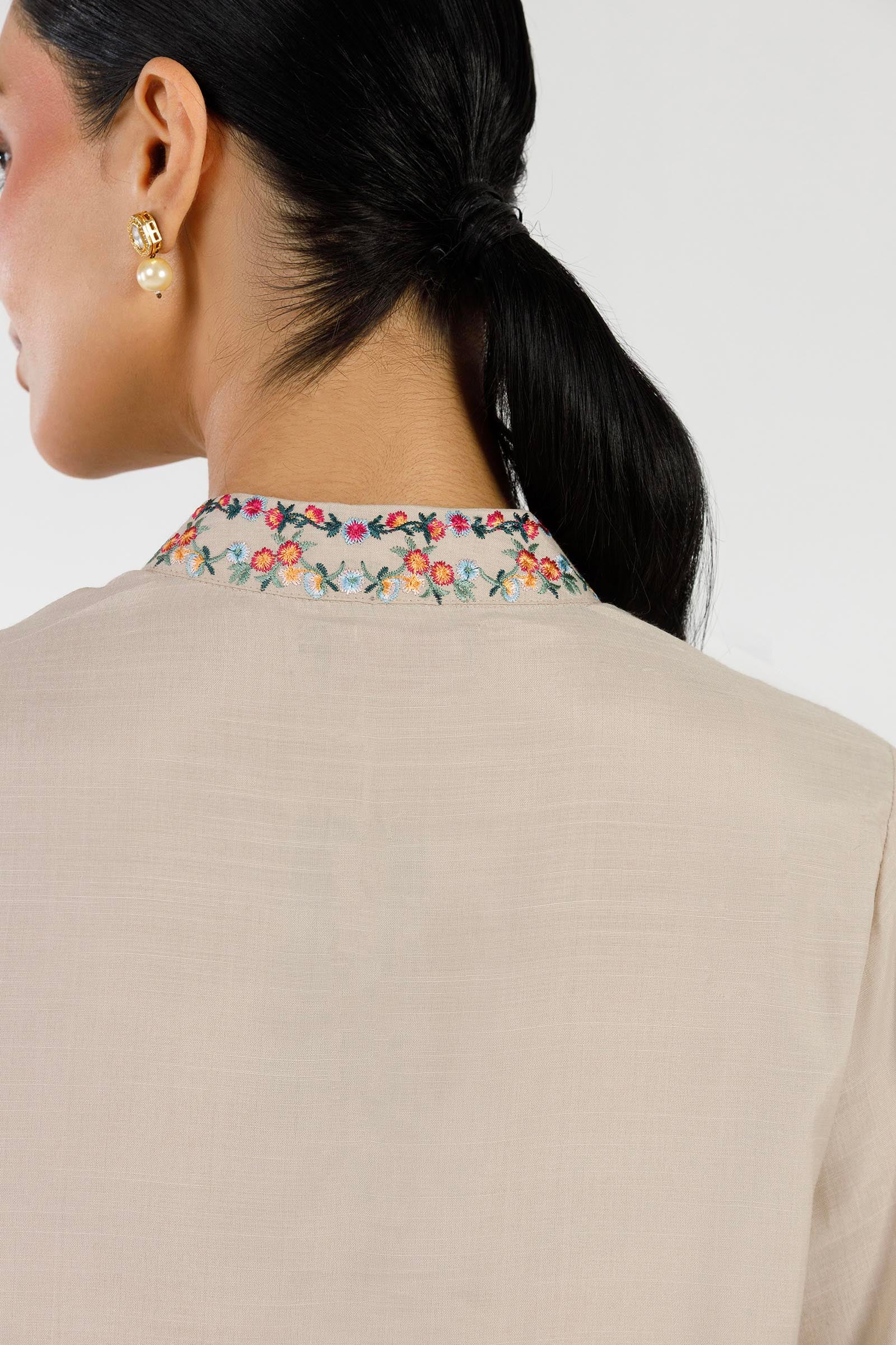 Stitched Embroidered Raw Silk Shirt+ Shalwar