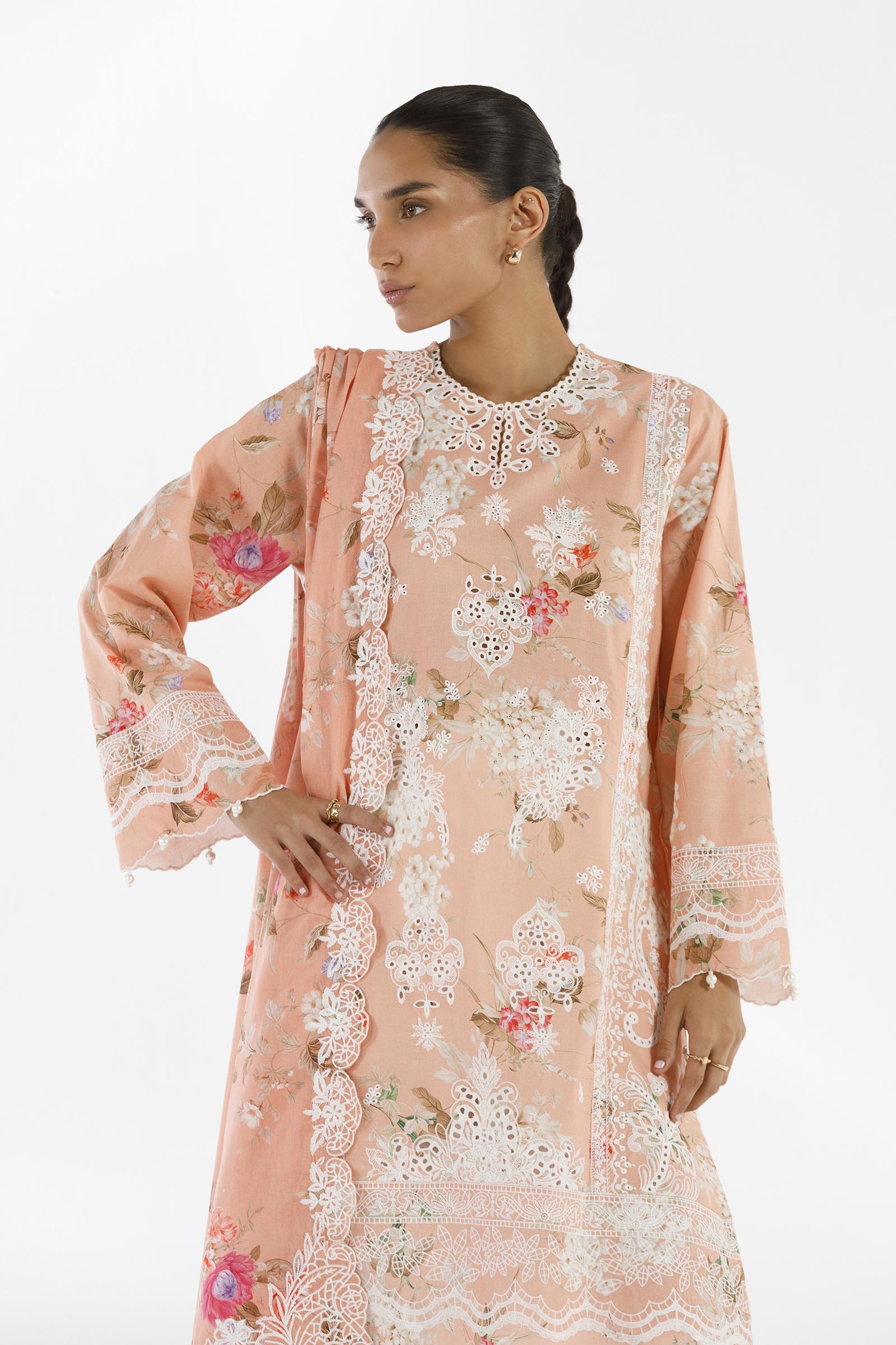 Stitched Embroidered Lawn Suit