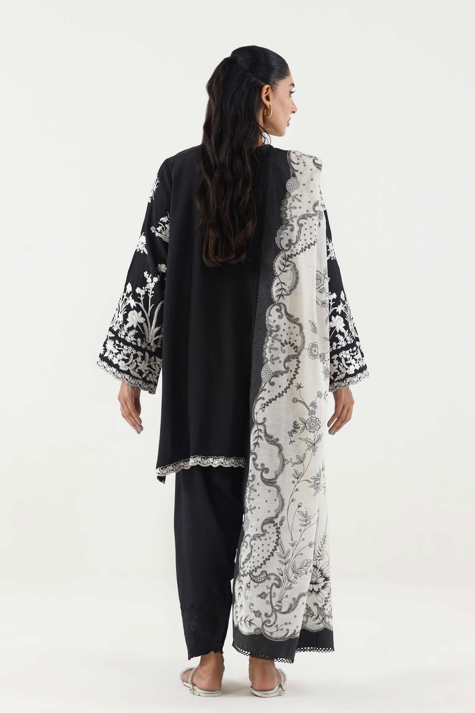 Stitched Embroidered Raw Silk Suit