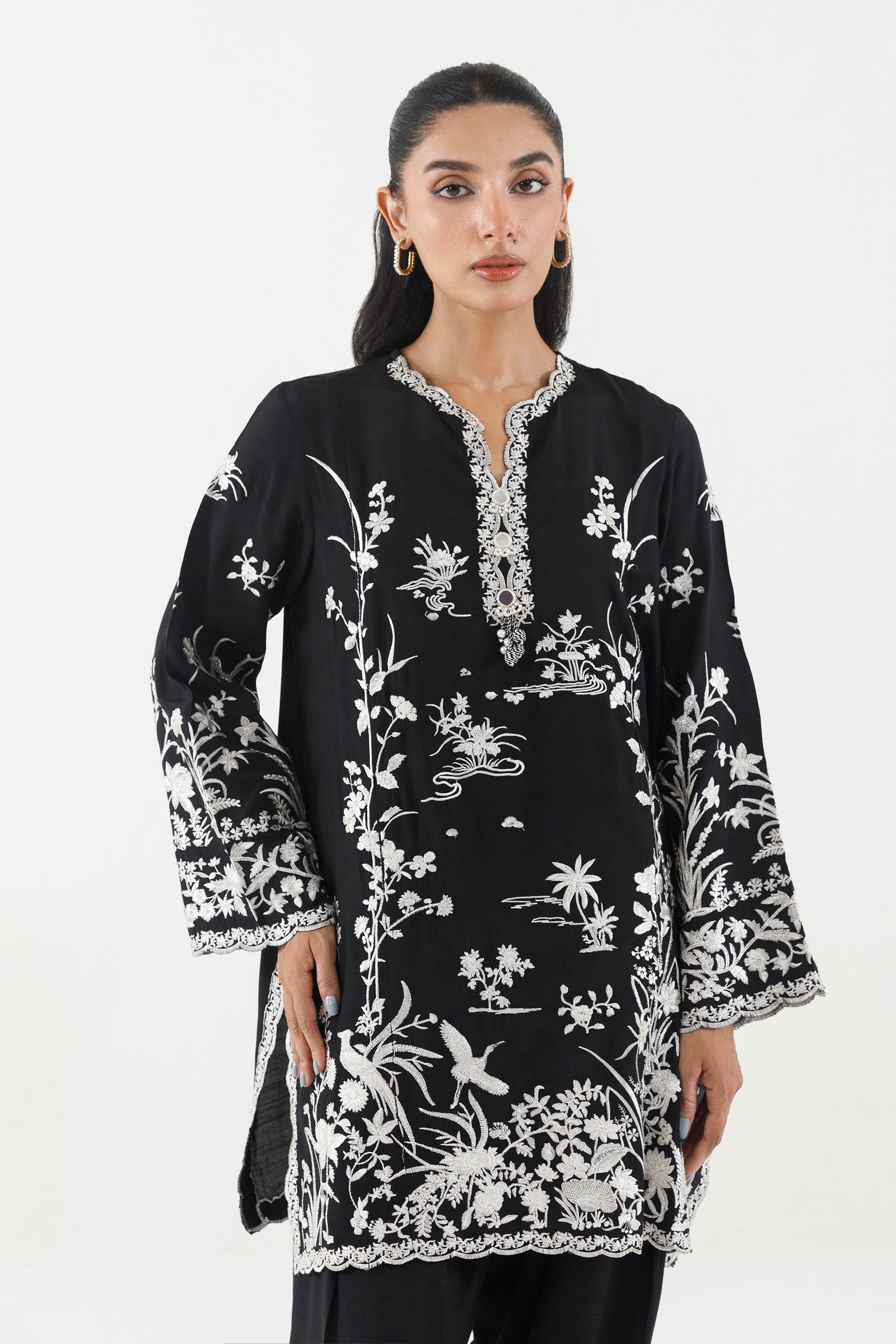 Stitched Embroidered Raw Silk Suit Secondary image