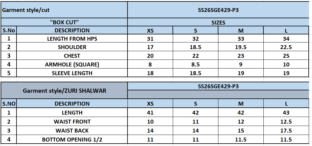 Size Chart